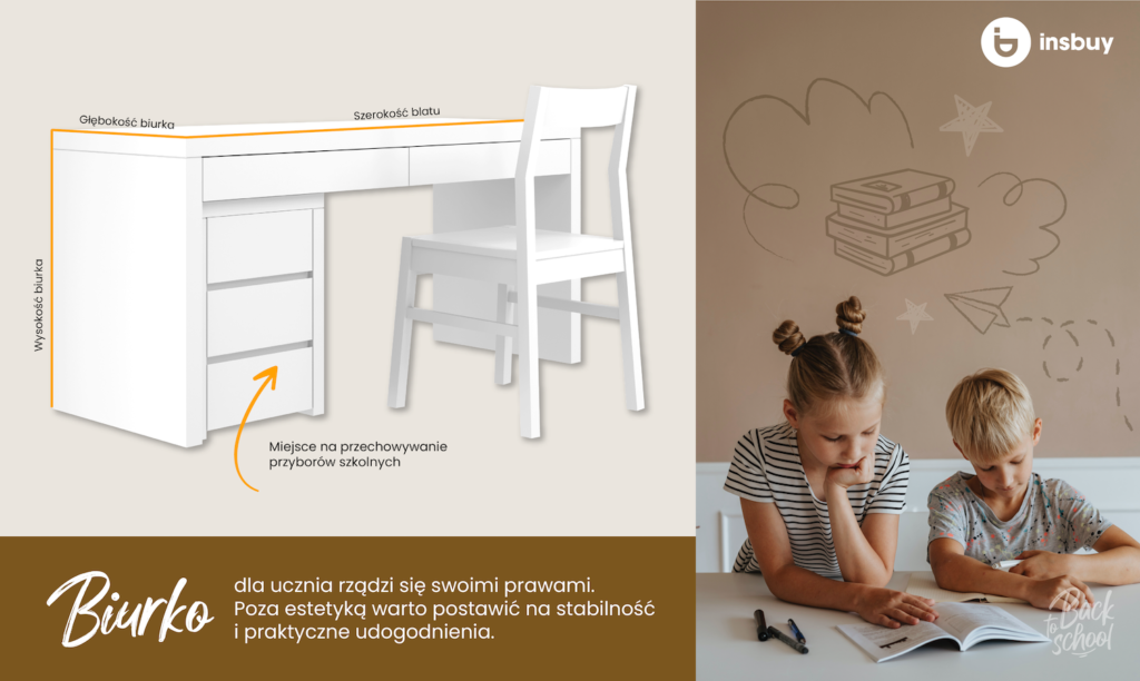 biurko szkolne | biurka szkolne | biurko dla ucznia | meble do pokoju dziecięcego | piękne biurka dla dzieci | Insbuy | urządzanie wnętrz