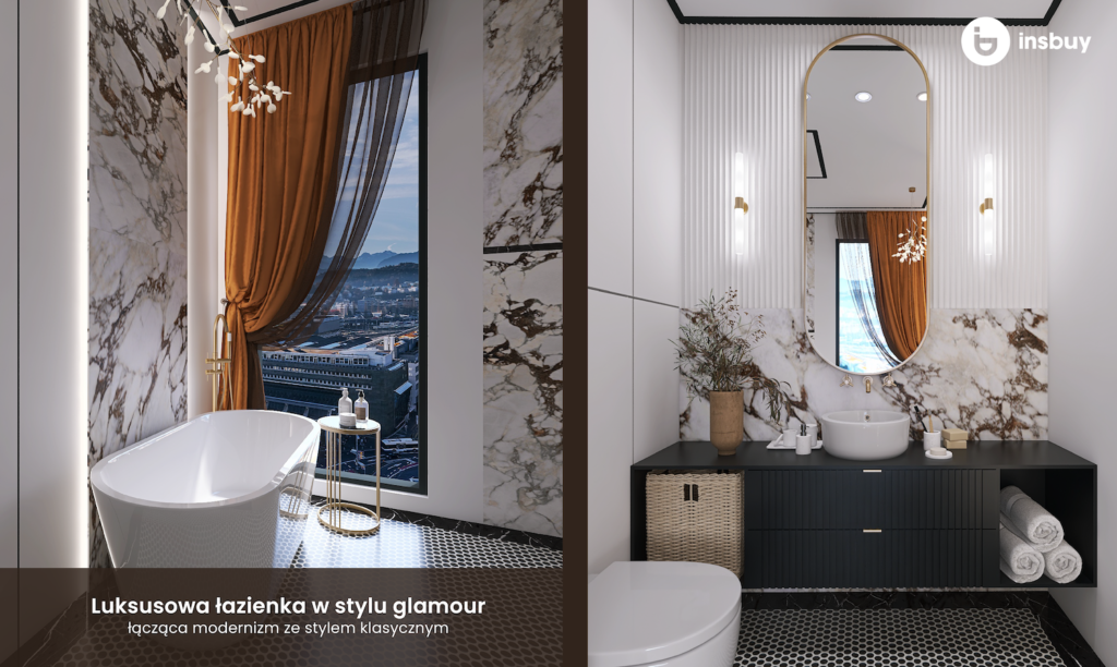 urządzanie wnętrz aranżacja wnętrz insbuy projekt łazienki styl glamour styl modernistyczny styl klasyczny 