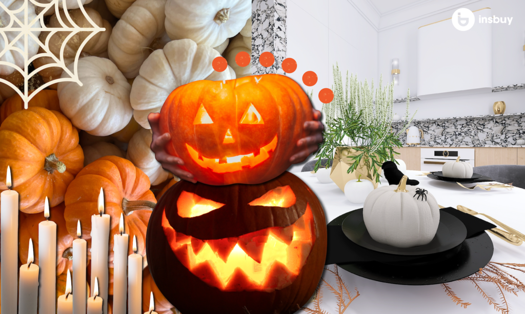 ozdoby Halloween mieszkanie Halloween drzwi Halloween urządzanie wnętrz Insbuy aranżacje wnętrz dekorowanie mieszkania na Halloween